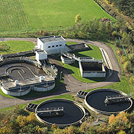 Waterzuiveringsinstallatie vanuit de lucht, België

