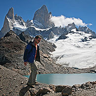Cerro Fitzroy / Cerro Chaltén en de Laguna de los Tres in de Andes, Patagonië; Argentinië
