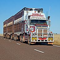 Road train op de Barkly Highway, Northern Territory, Australië